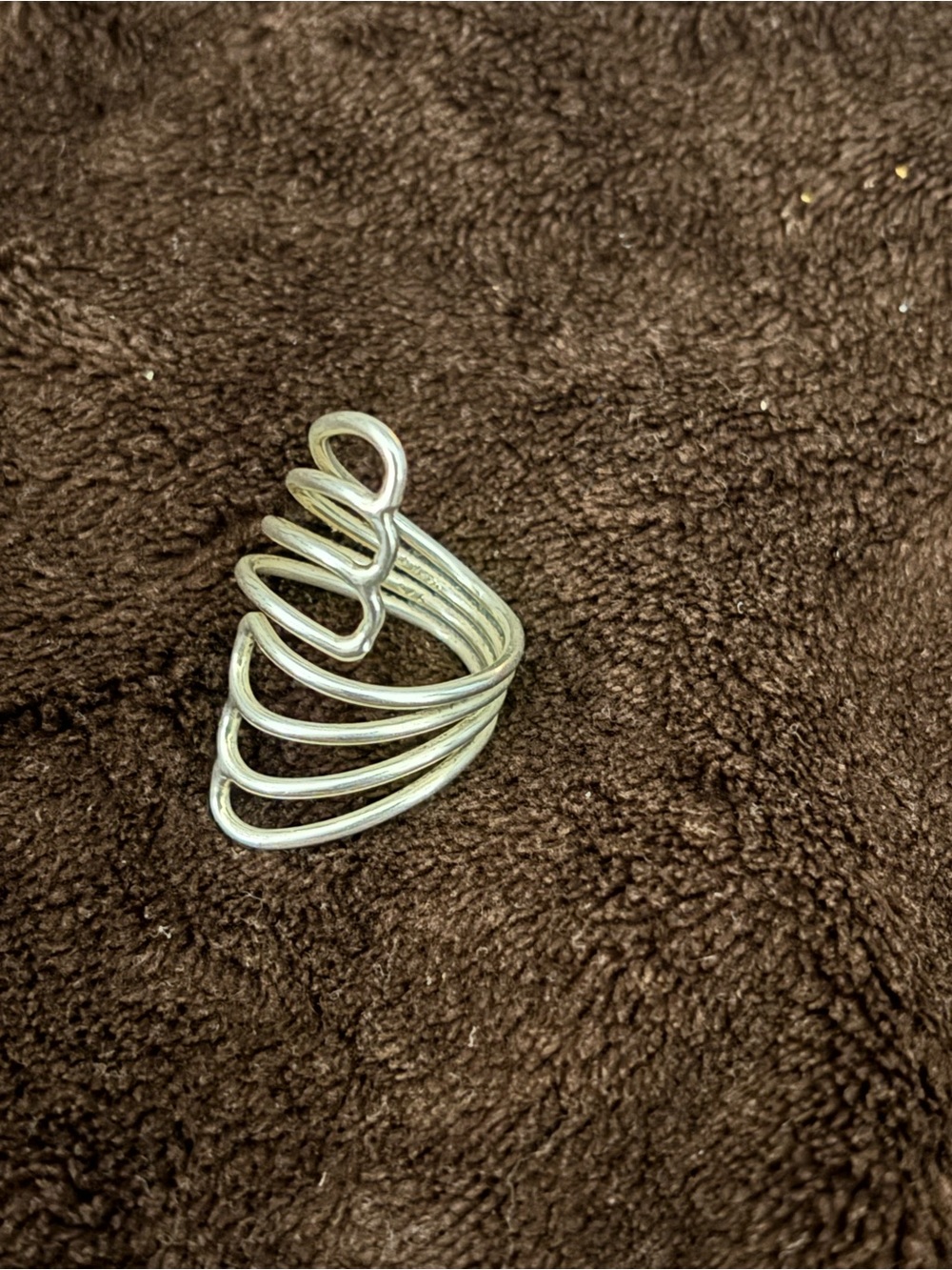 925 Silver Open Wave Spiral Adjustable Ring - Women's Jewelry